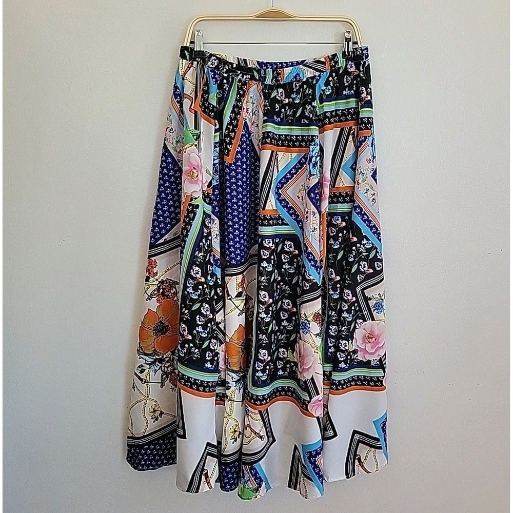 Flint & Moss Floral Patchwork Print Maxi Skirt Large Pull On Boho Hippie Peasant
